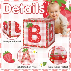 Lopeastar Strawberry Baby Shower Decorations Baby Boxes Banner Set, Berry Sweet Baby Boxes with Letters for Baby Shower Blocks Strawberry Banner Party Decorations