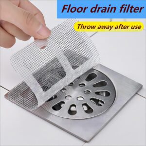 50 Pack,4" X 4" Disposable Shower Drain Cover Hair Catcher, Square Shower Drain Mesh Sticker,Disposable Floor Drain Sticker Suitable for Bathroom/Laundry/Bathtub/Kitchen/Sink/(50 PCS)