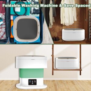 Mini Washing Machine, Portable Foldable Washer, 11L Large Capacity Upgrade Model, Small Collapsible Compact Laundry Washer and spin dryer, Apartment, Dorm, Rv, Socks, Underwear, Baby Clothes (Green)