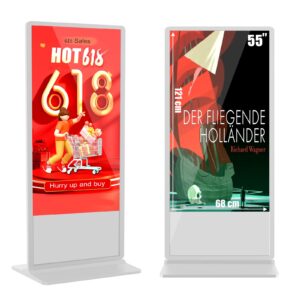 55 inch digital signage kiosk touchscreen,1gb+8gb android 10, floor standing lcd digital signage, commercial interactive advertising display screen, digital signage with auto media player white