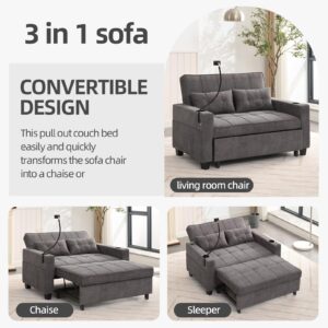 XSZD 3-in-1 Convertible Sleeper Loveseat Sofa Bed with Pullout Bed and Storage for Living Room, Bedroom, Balcony, RV - Futon Sofa Bed, Sleeper Sofa, Pull Out Couch, Small Couch