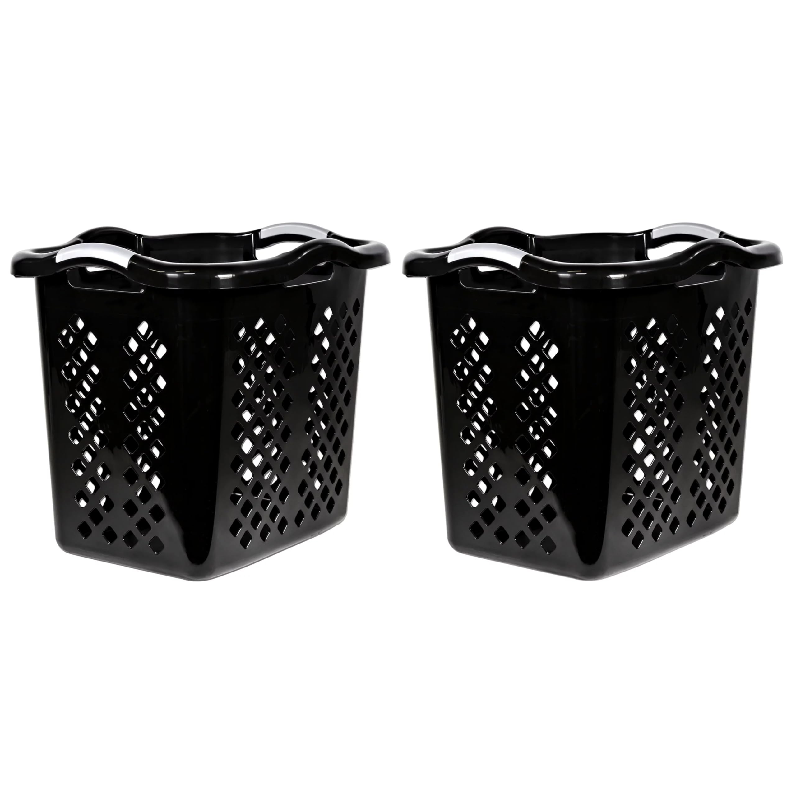 YLMZA 2 Pack Best Lamper Laundry Basket 2 Bushel, Black/Silver