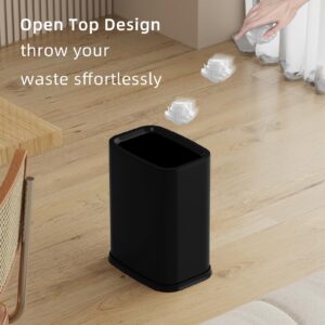 KHMMGK 2.6 Gal Black Bathroom Trash Can,Metal Waste Baskets with Removable Inner Bucket,Small Office Garbage Can