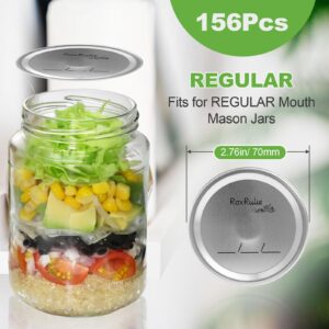 RoxRulie 156PCS Canning lids Regular Mouth(2.76in/70mm), Upgraded Leak-Proof Mason Jar Lids for Ball/Kerr Jars, Split-Type Lid with Perfect Airtight Seal, Canning Jars Lids, Food Grade Material