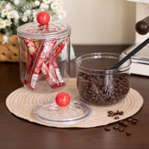 KEKEHOME Clear Plastic Candy Jar with Lid for Office Desk, Plastic Cookie Storage Jar for Kitchen Counter, Plastic Apothecary Jar for Cotton Swabs, Balls, Cotton Pads, Floss Picks,900ml