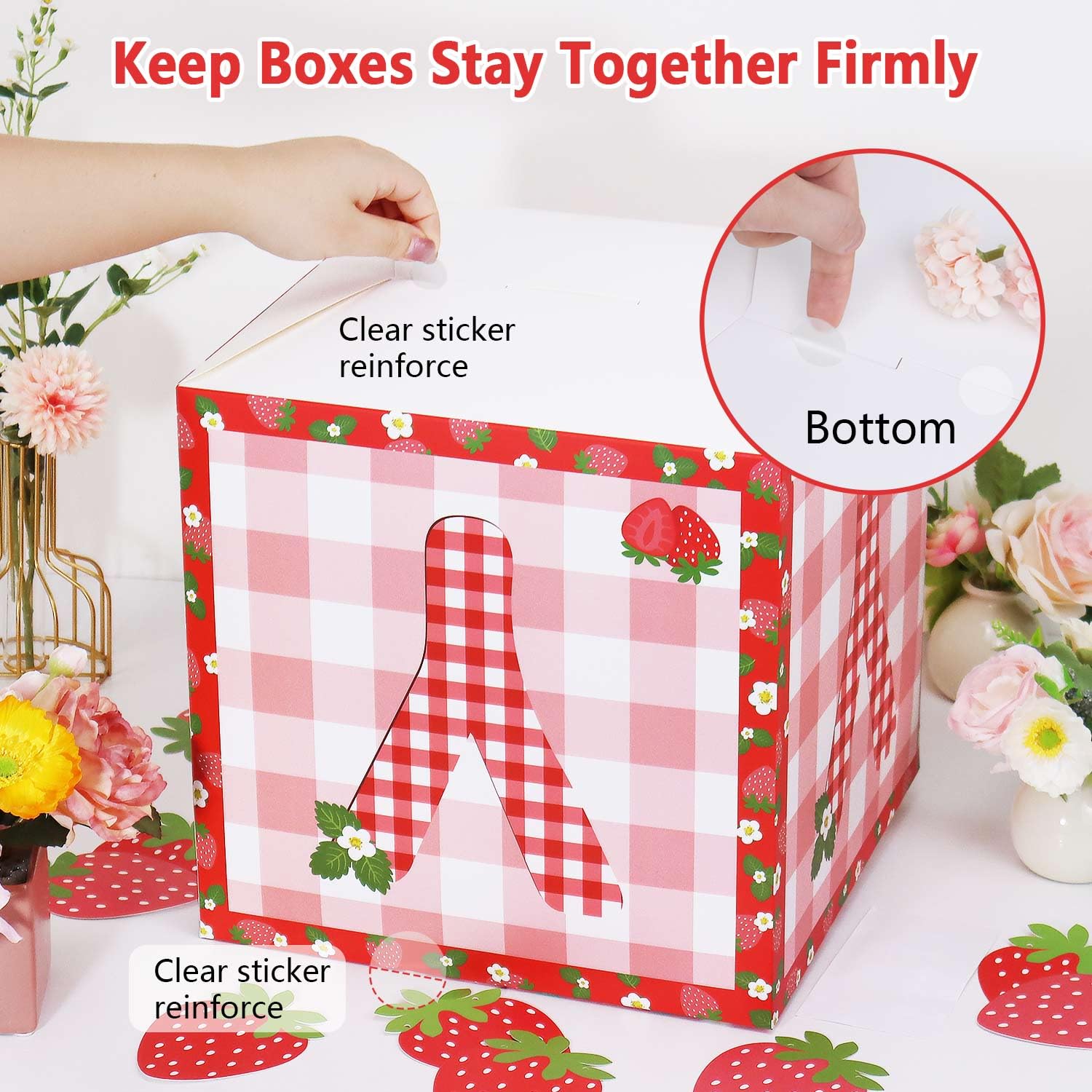 Lopeastar Strawberry Baby Shower Decorations Baby Boxes Banner Set, Berry Sweet Baby Boxes with Letters for Baby Shower Blocks Strawberry Banner Party Decorations