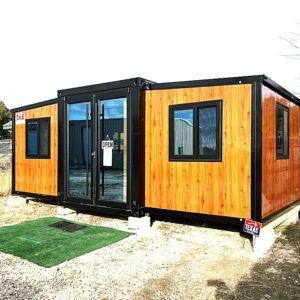 Generic Prime Manor 20 FT Luxury Easy to Assemble 2 Bedroom Modular Home with1Fully Equiped Bathroom and Kitchen Prefabricated Foldable/Expandable Mobile Home with Steel Frame, Wood Grained, Pwch1