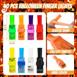 Halloween Party Favors for Kids, 40PCS Light Up Finger Lights Halloween Goodie Bag Fillers, Non Candy Halloween Treats Glow in The Dark Halloween Toys Bulk for Pinata Stuffers, Classroom Prizes Gifts