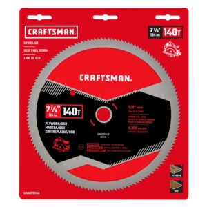 CRAFTSMAN 7-1/4 Inch 140 Tooth Fine Finish Carbon Circular Saw Blade for Plywood, OSB, and Plastic (CMAS2725140)