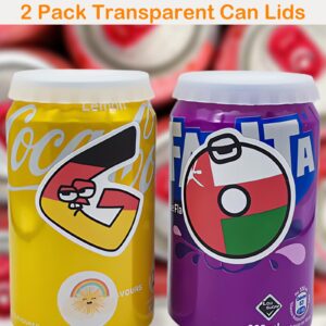 2 Pack Soda Can Lids, BPA-Free, Transparent Silicone Lids, Washable Can Covers for Soda, Reusable Soda Can Covers Lids, Can Stopper, Protector for Soda, Beer, Juice, Coke, Beverage, Fits Standard Can