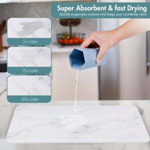 Quick Drying 30s Water Absorbing Stone Tray For Sink, Stone Dish Drying Mat For Kitchen Counter, Diatomaceous Earth Stone Drying Pad, Non Slip Kitchen Mat For Dishes, Marble Pattern, 11.8 X 15.7 Inch