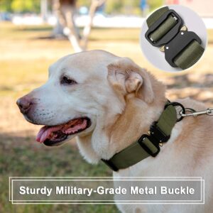 Personalized Tactical Dog Collar with Name and Phone Number, Heavy Duty Nylon Military Dog Collar with Strong Metal Buckle for Medium and Large Dogs