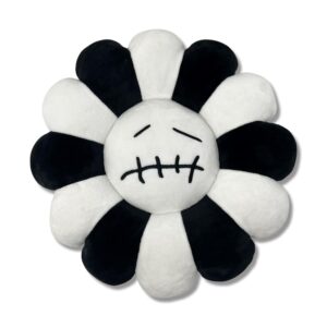 versili cactus j. flower plushie pillow black & white