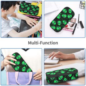 GVGOAGL Funny Green Alien Pencil Case Organizer Big Capacity Pencil Pouch Stationery With Zipper School Supplies Pencil Bag For Girls Boys Office