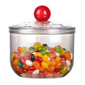 kekehome clear plastic candy jar with lid for office desk, plastic cookie storage jar for kitchen counter, plastic apothecary jar for cotton swabs, balls, cotton pads, floss picks,900ml