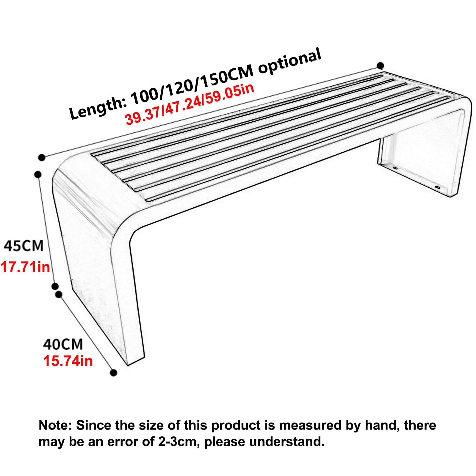 Generic Modern Outdoor Benches Weatherproof Backless Front Porch Bench Metal Garden Benches for Outdoors Sturdy Steel Frame Patio Benches for Outdoors, Backyard, Lawn(Black,100cm(39.37in))