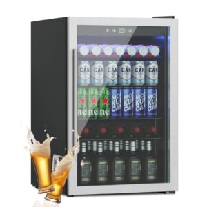 doghly 4.5 cu.ft beverage refrigerator cooler, 145 can mini fridge with glass door, digital temperature display for soda, beer or wine for office or bar with adjustable removable shelves