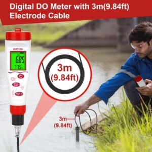 Digital Dissolved Oxygen Meter, GIDIGI Dissolved Oxygen Tester with ATC, DO Meter with 9.84ft DO Probe Cable, Dissolved Oxygen Test Kit for Aquarium, Ponds, Fish Tank Range 0.0‑40.0 Mg/L