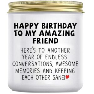 POTENTIA Birthday Gift for Women Happy Birthday Candle Birthday Gift Ideas for Her and Him Best Friend Female Girl Coworker Bestie Men BFF Gift 9Oz Lavender Scented Candle with Gift Ready Premium Box