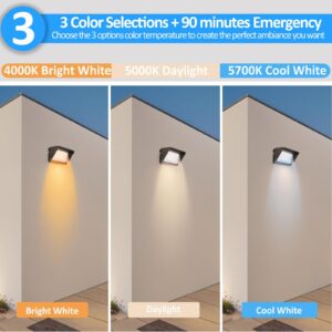 80W LED Emergency Wall Pack with Battery Backup 80/60/40W - 4K/5K/5.7K - 120 Mins Emergency Back up- Commercial Grade Outdoor Light, 11000 LMS, Warehouses, Parking, Building Exteriors