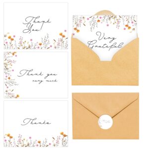 4dagher thank you cards 48pack, thank you cards with envelopes 4 assortment, floral thank you cards with envelopes - 4x6, perfect for baby showers, birthday, wedding and other occasions.