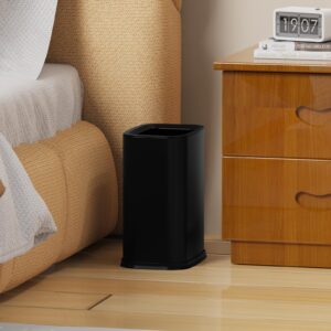 KHMMGK 2.6 Gal Black Bathroom Trash Can,Metal Waste Baskets with Removable Inner Bucket,Small Office Garbage Can