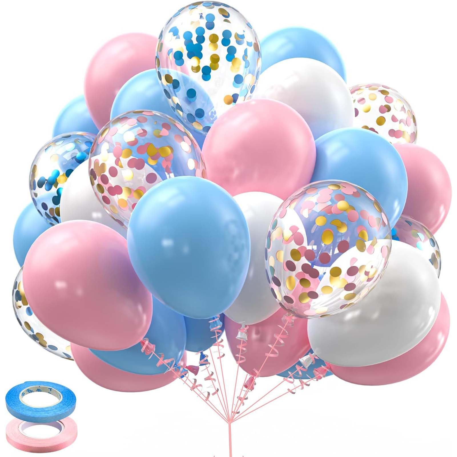 60PCS White Pink and Blue Balloons,Gender Reveal Balloon Pink and Blue Balloon Arch Kit,Suitable for Boy or Girl Gender Reveal Party Birthday Baby Bridal Shower Party Decorations