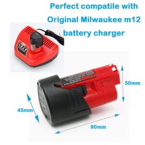 Volt1799 2-Pack 3.0Ah Replacement M12 Batteries and Rapid Charger for Milwaukee 12v Tools