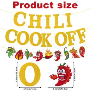 Shiny Chili Cook Off Banner Set - Pre-Assembled Chili Contest Pennants with Chili Pattern Flag and Accessories - Red Hot Chili Cooking Decor Banners - Perfect Chili Cook-Off Party Deco and Chili Decoration Banner Supplies (2 Pcs