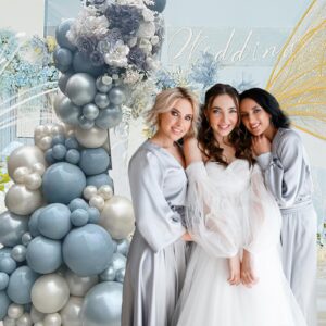 Dusty Blue Balloon Arch Kit 18 12 10 5 Inch Double Stuffed Slate Fog Blue Balloons Pearl Sand Balloons For Something Blue Before I Do Bridal Shower Baby Boy Shower Birthday Decorations