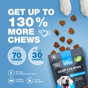 Dog Calming Treats - Hemp Calming Chews for Dogs - Dog Anxiety Relief for Vet Visits, Travel, Thunderstorms - L-Theanine, Chamomile Extract, Valerian Root