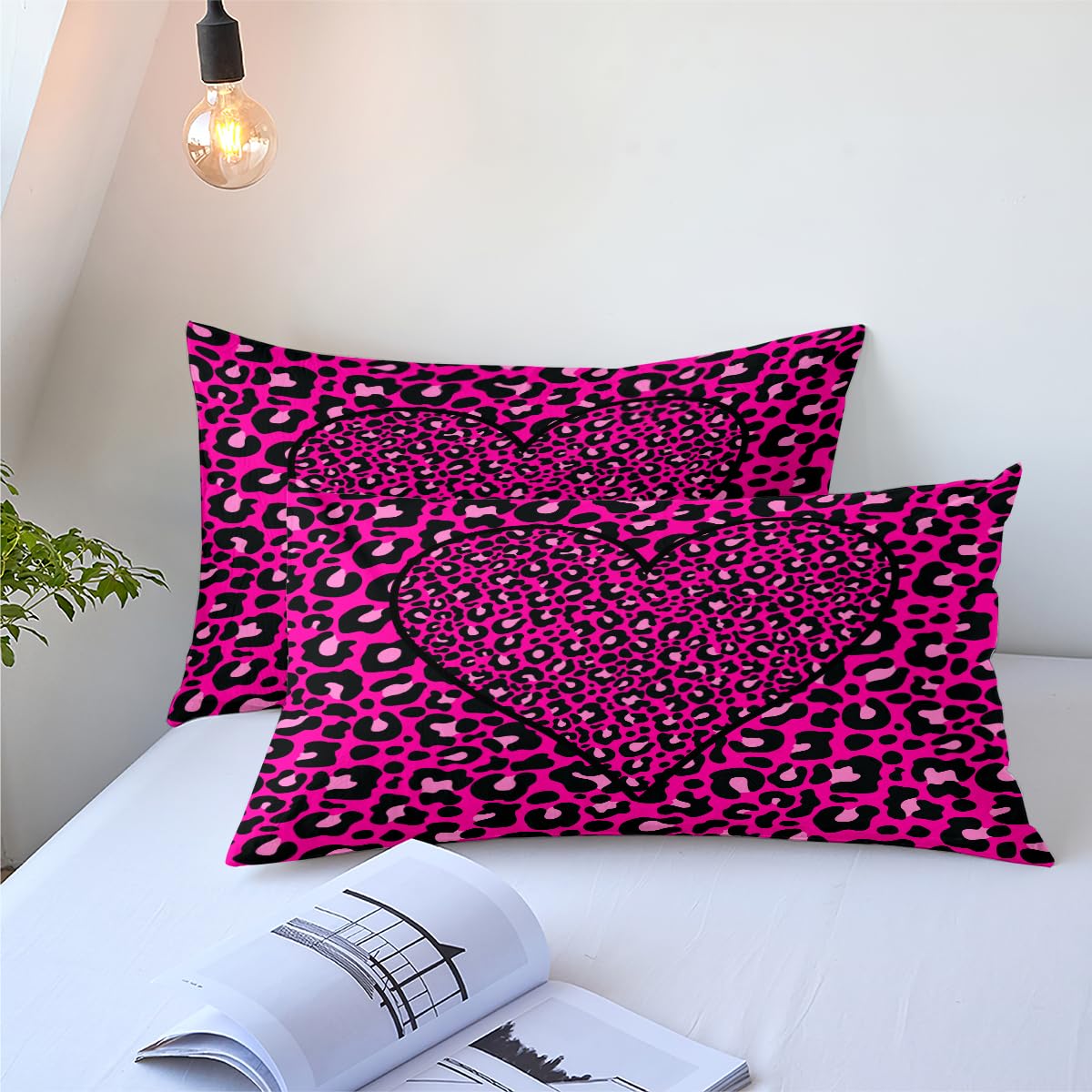 CCoutueChen Pink Leopard Print Comforter Set King Size Couple Love Bedding for Girls Cheetah Printed Bedding Comforter Wildlife Skin Fur Quilt Set Soft Lightweight Down Comforter Set for All Season