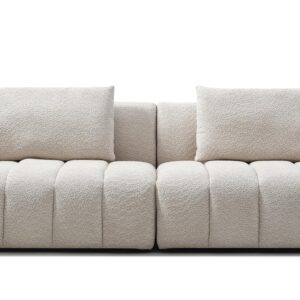 SSC SATISUNCASA 100“Modern Sectional Sofa, 4-Seater Cloud Couch Granular Fleece Velvet Upholstered Sofa Couch for Living Room/Apartment/Small Space (Beige+Solid Wood)