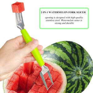 EKMBDLANCH Watermelon Cutter, Watermelon Fork Watermelon Cutter Slicer Tool Dual Head Fruit Forks Slicer, 2-in-1 Stainless Steel Fruit Cutter for Kitchen Party Gadget