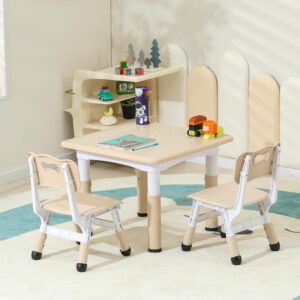 ifleth kids table, toddler table and chair set, height-adjustable kids table and chairs with 23.5''lx23.5''w graffiti desktop, table chair for ages 3-8, child table and chair set