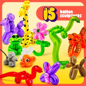 Balloon Animal Twisting Kit With Pump for Kids - Boy & Girl Birthday Gifts for Girls and Boys - Arts and Crafts for Kids Ages 8-12 - 6 7 8 9 10 11 12 Year Old Girl Birthday Gift - Animal Balloons