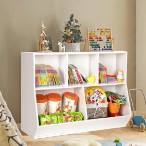 pachira e-commerce kids bookshelf, 35.4" w x 29.5''h x 11.8" d, storage organizer with bookcase, toy storage cabinet, open wooden book display for playroom, bedroom, nursery, school, white