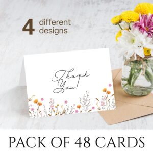 4Dagher Thank You Cards 48Pack, Thank You Cards with Envelopes 4 Assortment, Floral Thank You Cards with Envelopes - 4x6, Perfect For Baby Showers, Birthday, Wedding And Other Occasions.