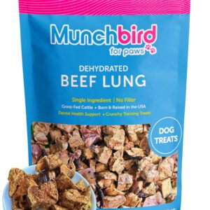 Munchbird Dehydrated Beef Lung Dog Treats (Premium Angus Beef), Dog Training Treats, Excellent Alternative to Freeze Dried Beef Liver Dog Treats for Maximum Crunch and Flavor, Made and Sourced in USA