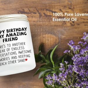 POTENTIA Birthday Gift for Women Happy Birthday Candle Birthday Gift Ideas for Her and Him Best Friend Female Girl Coworker Bestie Men BFF Gift 9Oz Lavender Scented Candle with Gift Ready Premium Box