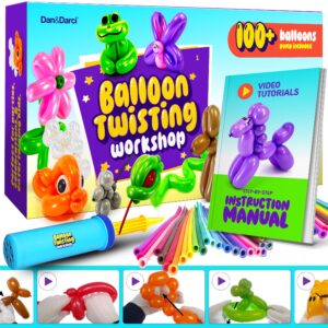 balloon animal twisting kit with pump for kids - boy & girl birthday gifts for girls and boys - arts and crafts for kids ages 8-12 - 6 7 8 9 10 11 12 year old girl birthday gift - animal balloons