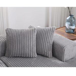 BAMOOLI 131'' Modular Sectional Couch, Modern U-Shaped Floor Sofa with Double Chaise Lounge, Comfy Corduroy Fabric Sofa Couch, Upholstered Corner Free Combination Sofa for Living Room, Apartment, Grey