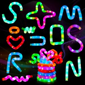 12 pcs Light Up Pop Tubes, Glow Sticks Bulk Party Favors for Kids 4-8 8-12 Pinata Goodie Bags Stuffers for Boys Girls Birthday Christmas Gifts Fidget Sensory Toys Glow in the Dark Party Supplies