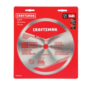 CRAFTSMAN 7-1/4 Inch 140 Tooth Fine Finish Carbon Circular Saw Blade for Plywood, OSB, and Plastic (CMAS2725140)