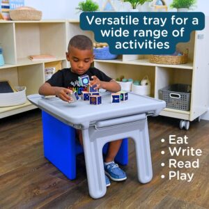 Children's Factory Edutray Kids Desk | Converts Cube Chair to Childrens Desk | Space-Saving Toddlers Desk Chair Converter | Homeschool & Classroom Study Desk for Kids | Gray