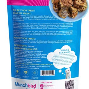 Munchbird Dehydrated Beef Lung Dog Treats (Premium Angus Beef), Dog Training Treats, Excellent Alternative to Freeze Dried Beef Liver Dog Treats for Maximum Crunch and Flavor, Made and Sourced in USA