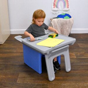 Children's Factory Edutray Kids Desk | Converts Cube Chair to Childrens Desk | Space-Saving Toddlers Desk Chair Converter | Homeschool & Classroom Study Desk for Kids | Gray