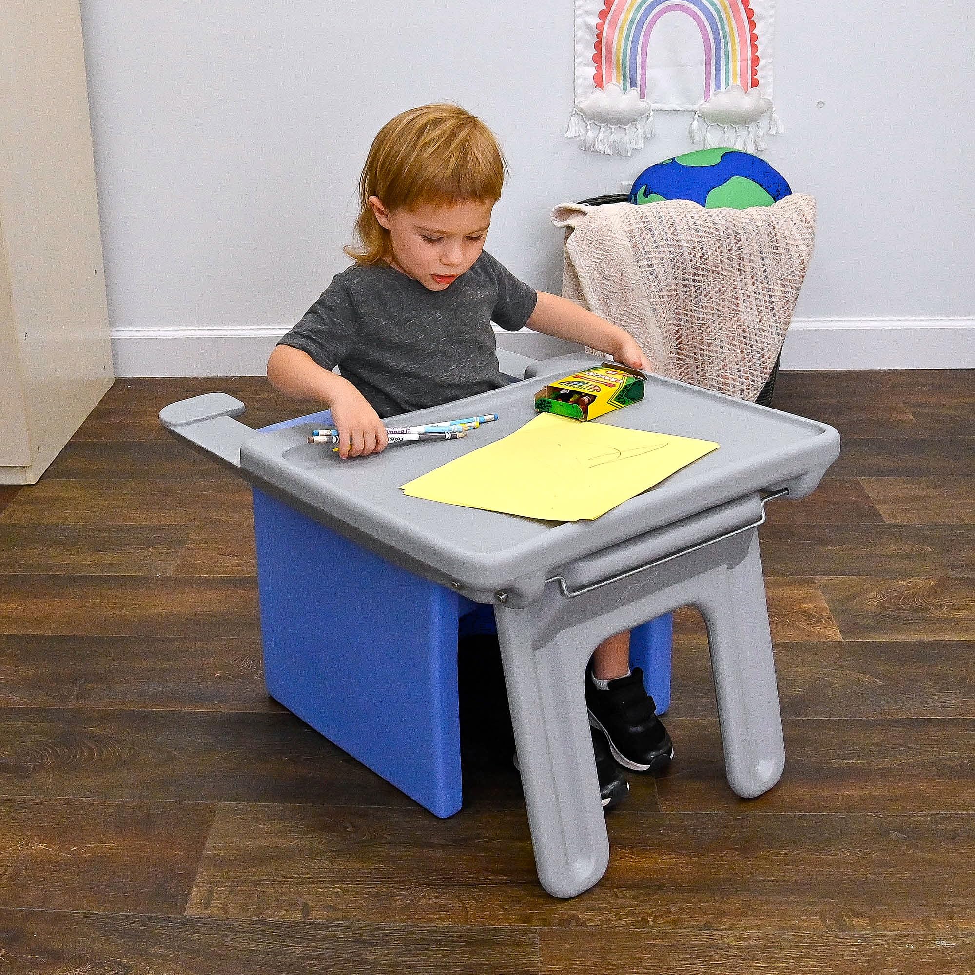 Children's Factory Edutray Kids Desk | Converts Cube Chair to Childrens Desk | Space-Saving Toddlers Desk Chair Converter | Homeschool & Classroom Study Desk for Kids | Gray