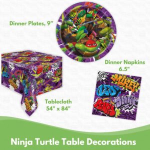 Ninja Turtle Party Decorations - 16 Guests - Ninja Turtle Plates and Napkins, Tablecloth, Banner, Teenage Mutant Ninja Turtles Party Supplies, Checklist - TMNT Mutant Mayhem Movie