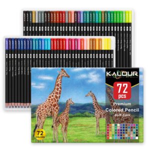 kalour 72 count colored pencils for adult coloring books, soft core,ideal for drawing blending shading,color pencils set gift for beginners artists